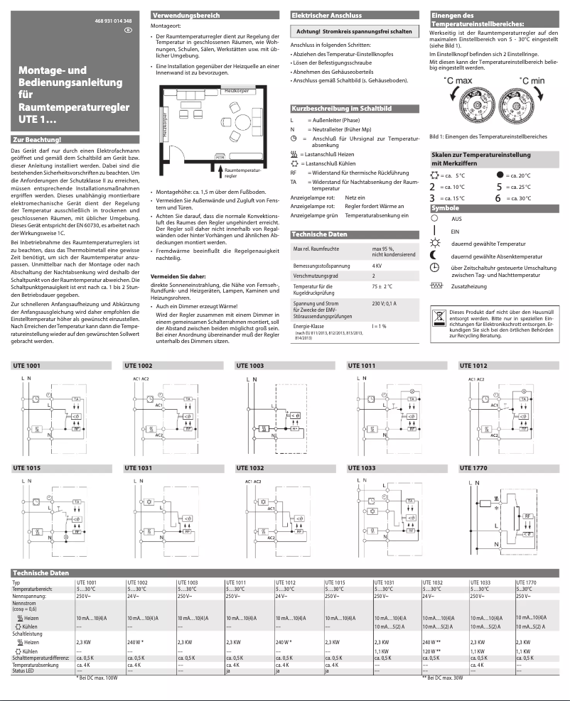 Page n°1 - Manuel utilisateur Eberle UTE 1012