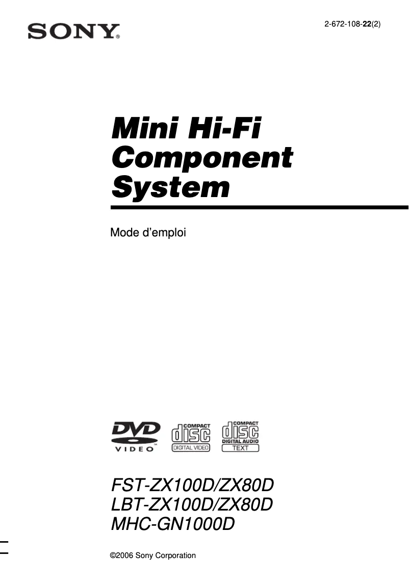 Página 1 del manual Manual de usuario Sony LBT-ZX100D