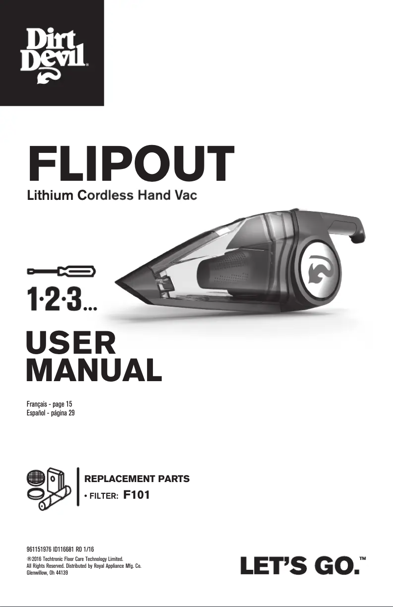 Page n°1 - Manuel utilisateur Dirt Devil Express Lithium