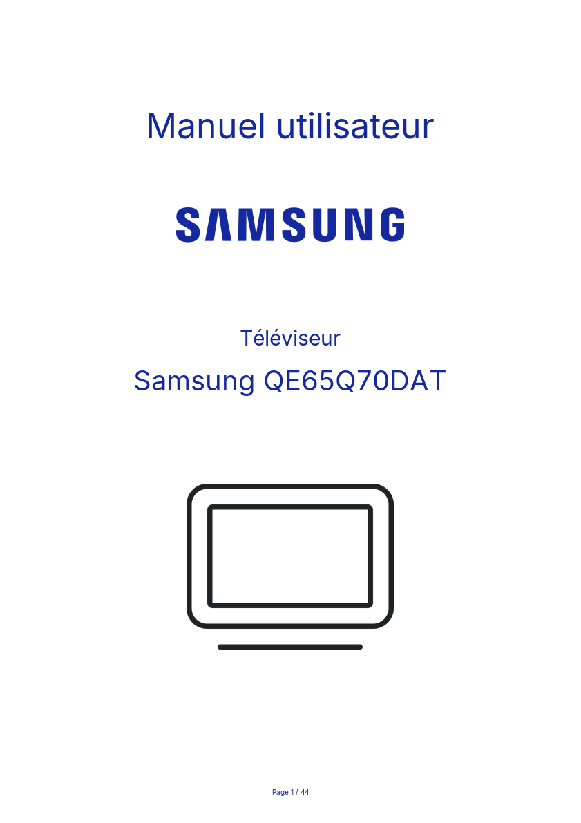 Page n°1 - Manuel utilisateur Samsung QE65Q70DAT