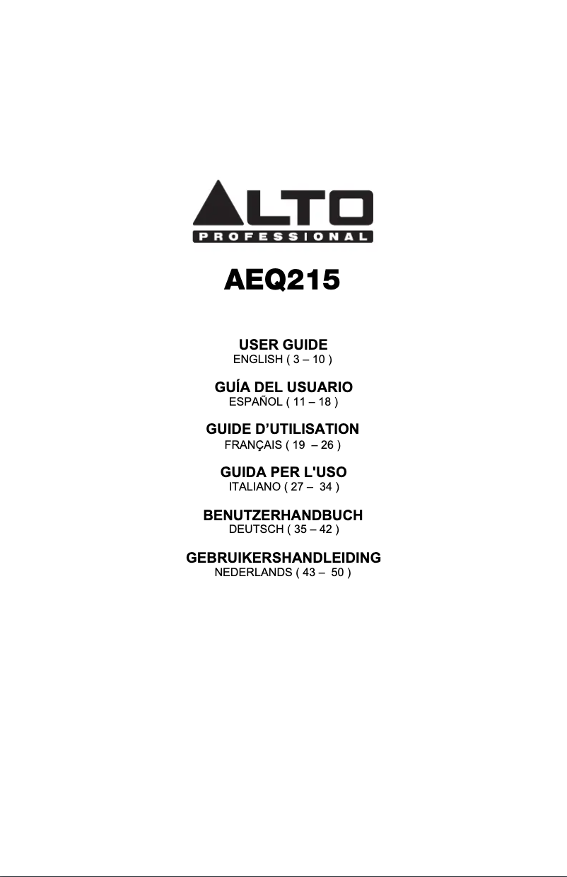 Page n°1 - Manuel utilisateur Alto AEQ215