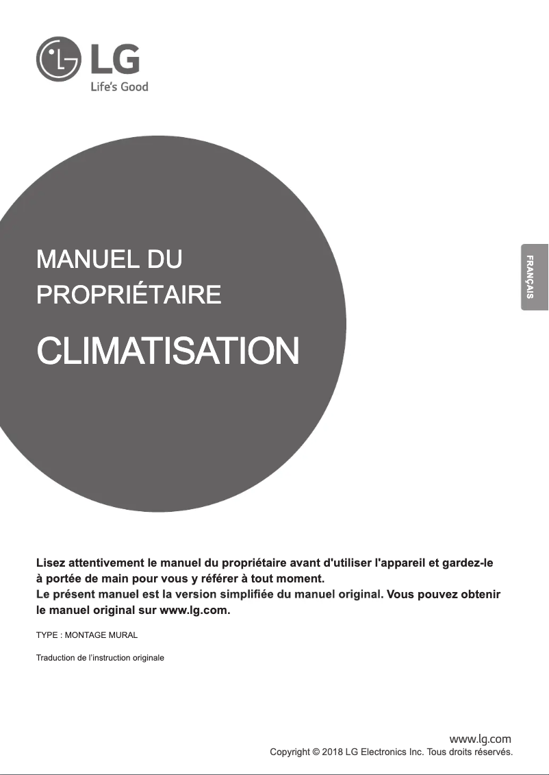 Page n°1 - Manuel utilisateur LG MA09R