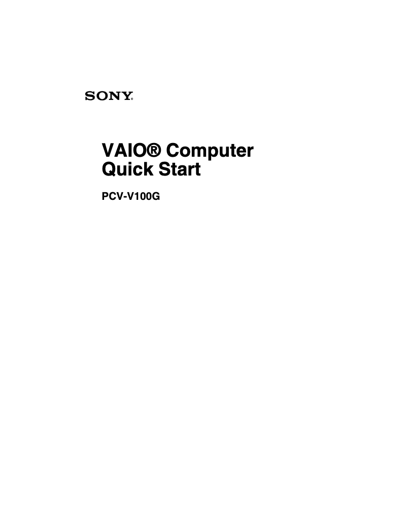 Page n°1 - Guide d'installation Sony Vaio PCV-V100G