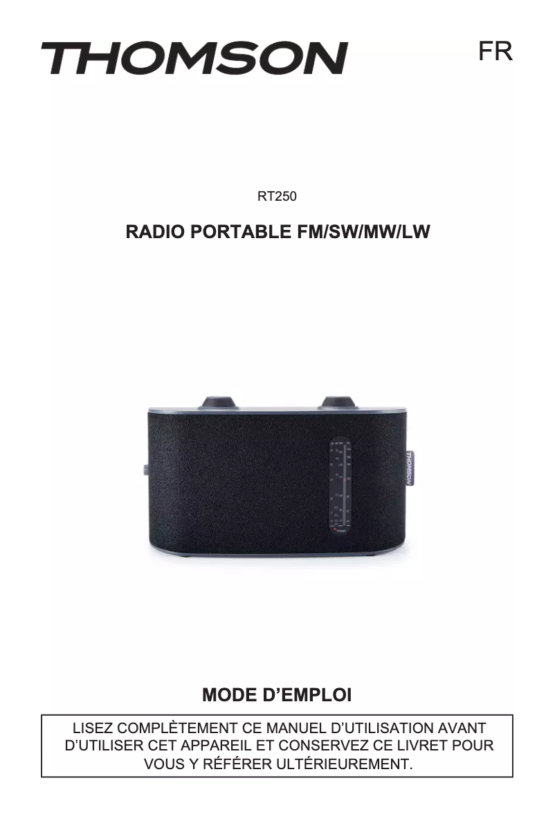 Image de la première page du manuel de l'appareil RT223