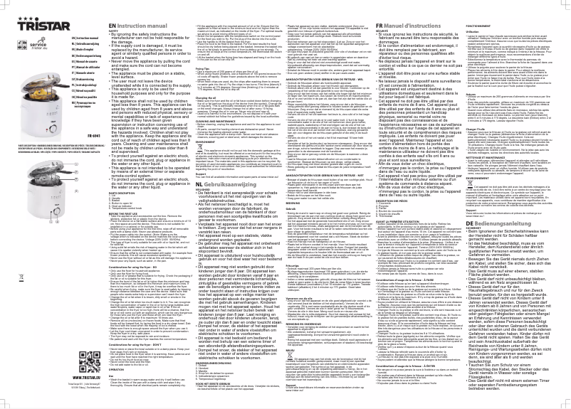 Page 1 de la notice Manuel utilisateur TriStar FR-6941