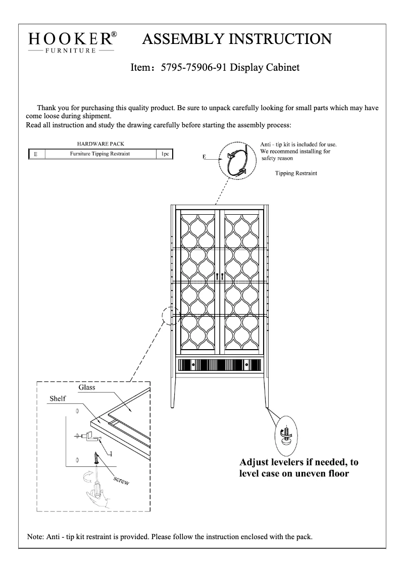 Page 1 de la notice Manuel utilisateur Hooker 5795-75906-91