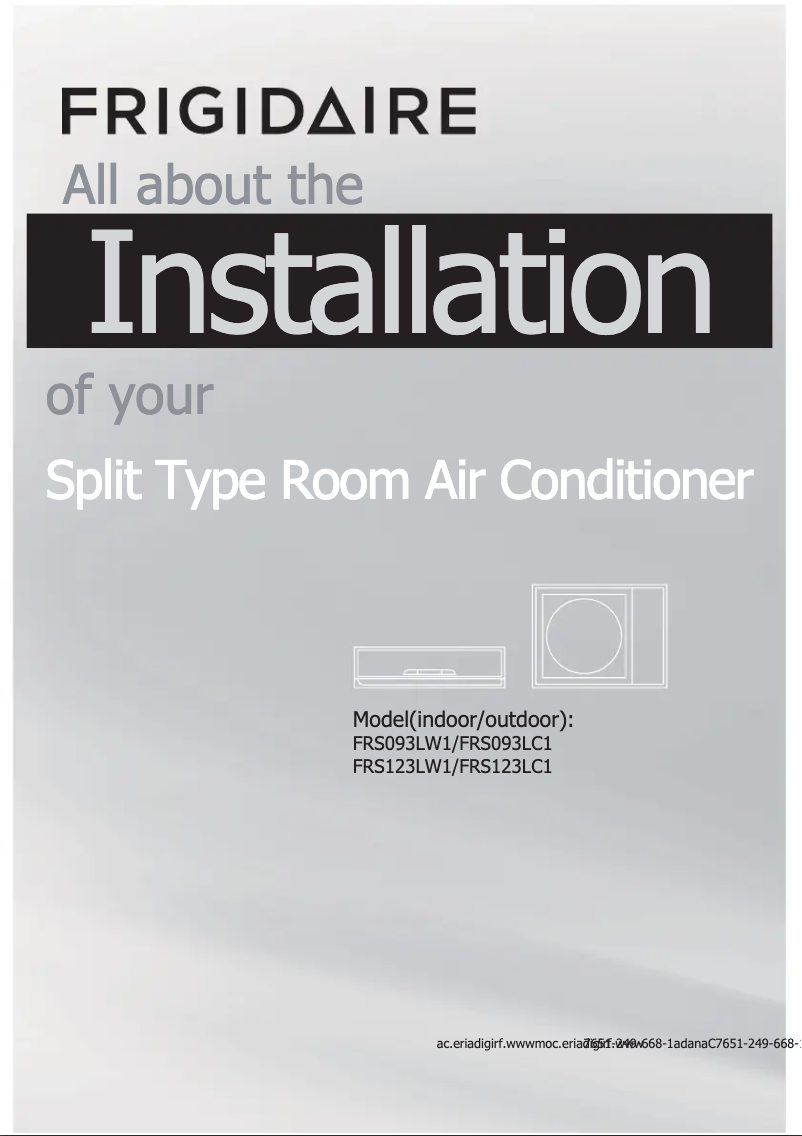 Page n°1 - Guide d'installation Frigidaire FRS123LS1
