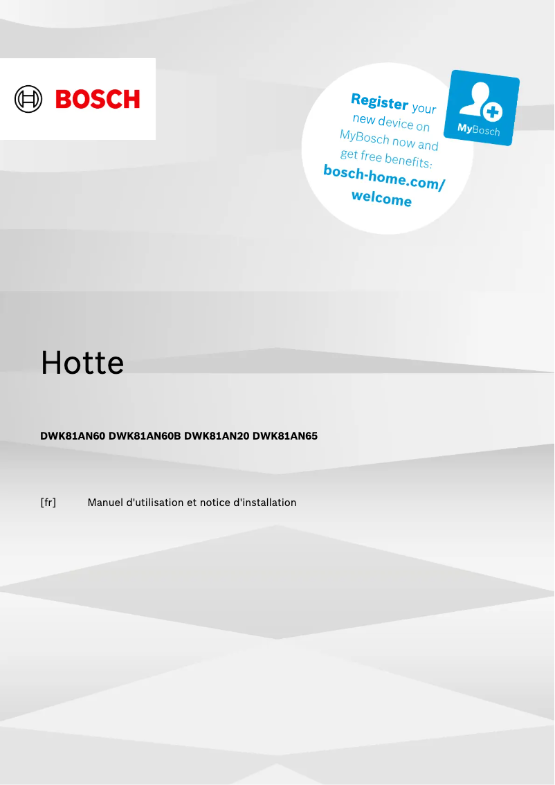 Page 1 de la notice Manuel utilisateur Bosch DWK81AN65