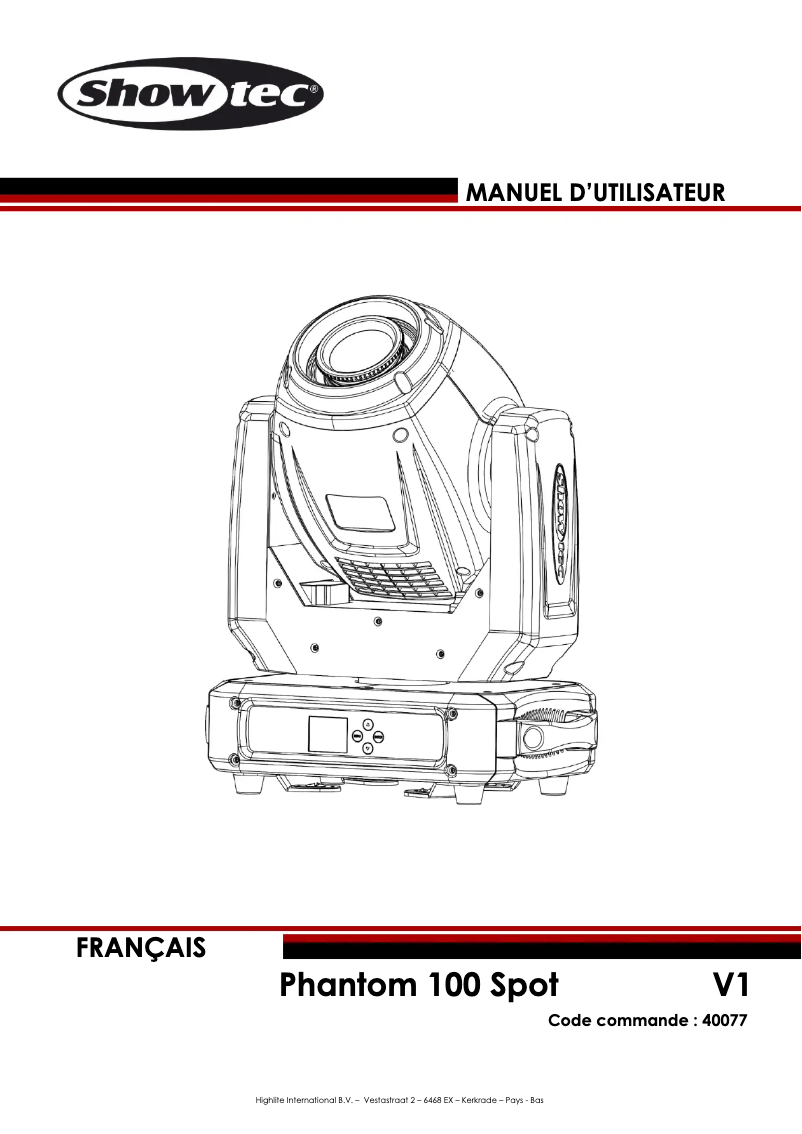 Image de la première page du manuel de l'appareil Phantom 100 Spot