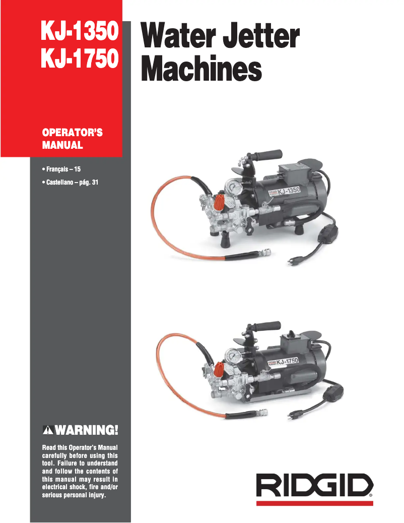 Page 1 de la notice Manuel utilisateur Ridgid KJ-1350