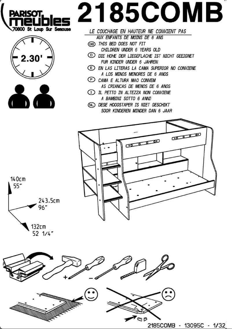 Page 1 de la notice Manuel utilisateur Parisot 2185COMB