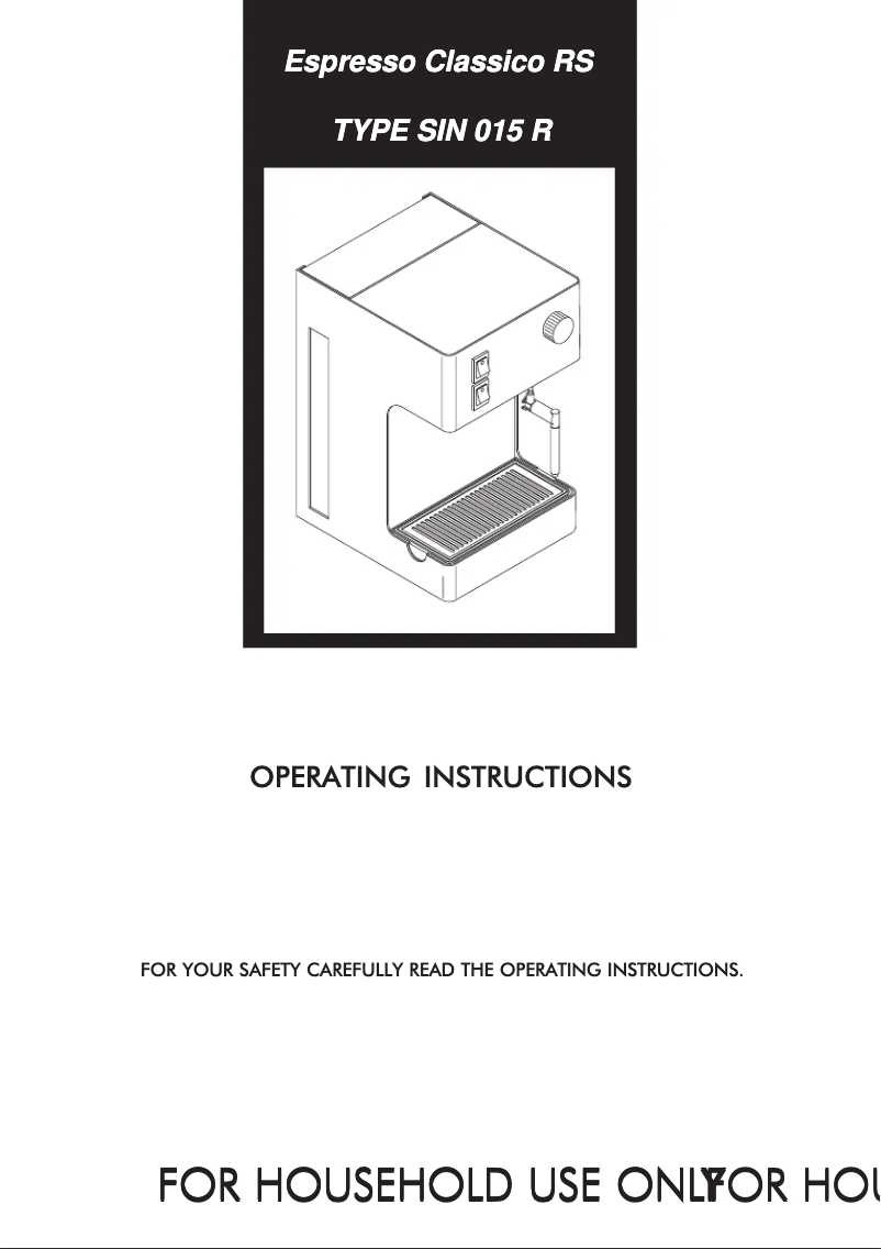Image de la première page du manuel de l'appareil Saeco Espresso Classico RS SIN015R
