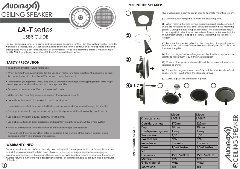 Page n°1 - Manuel utilisateur Audibax LA05T