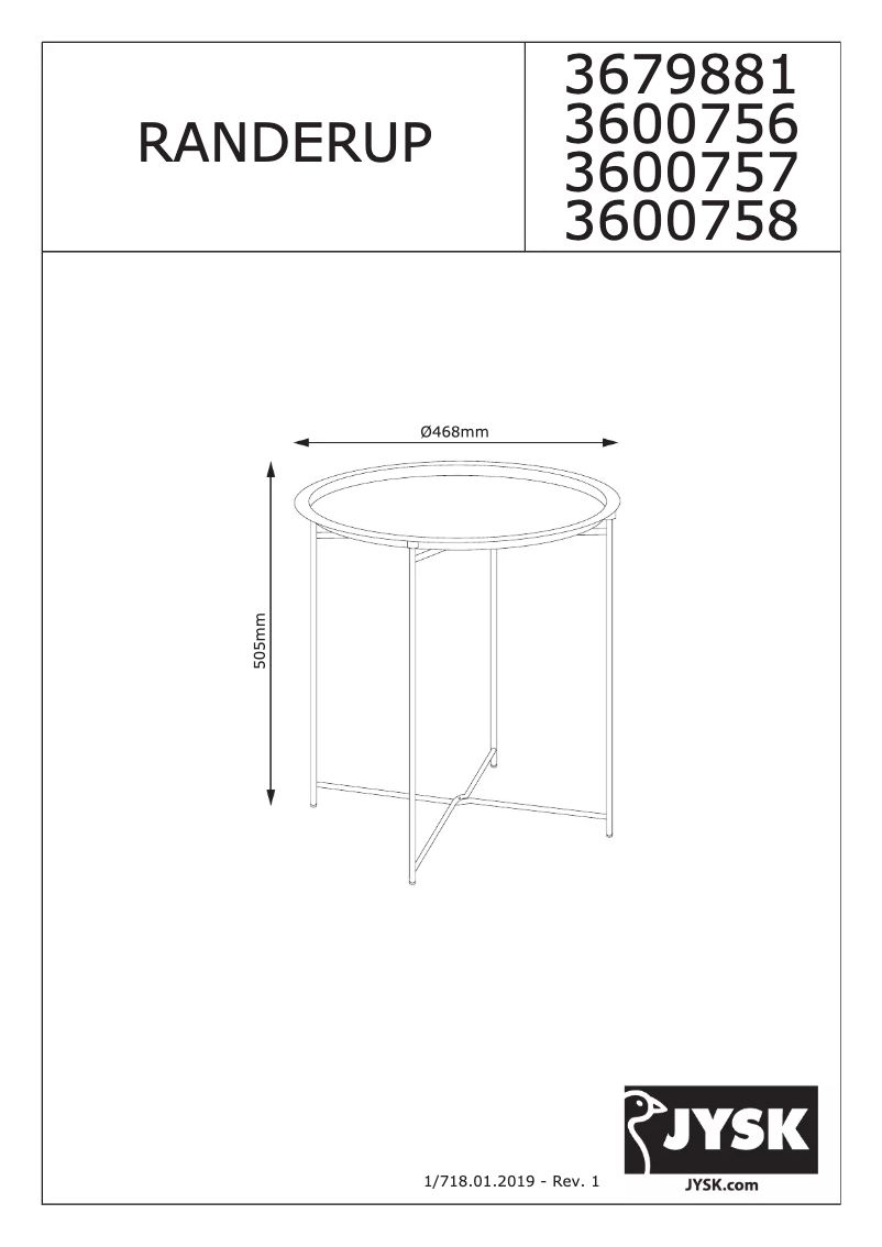 Page 1 de la notice Manuel utilisateur JYSK Randerup
