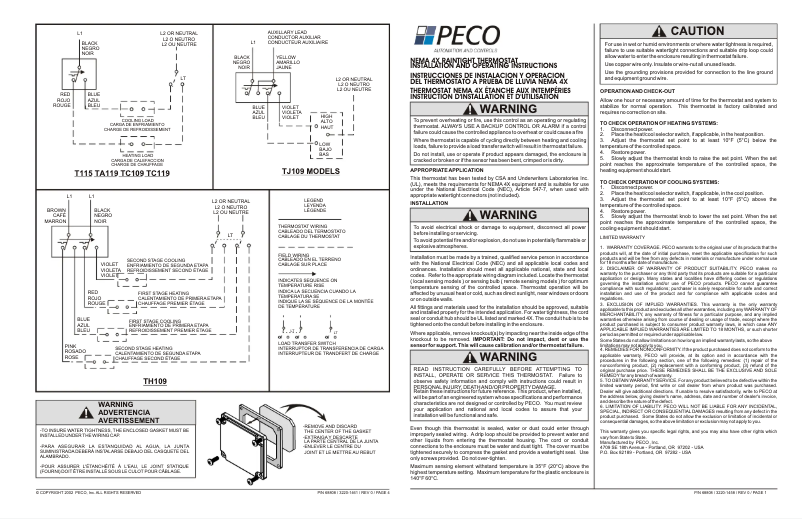 Page 1 de la notice Manuel utilisateur PECO TRF 115-007