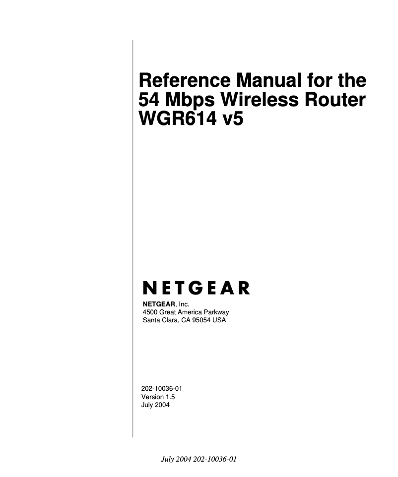 Page 1 de la notice Manuel utilisateur Netgear WGR614v5