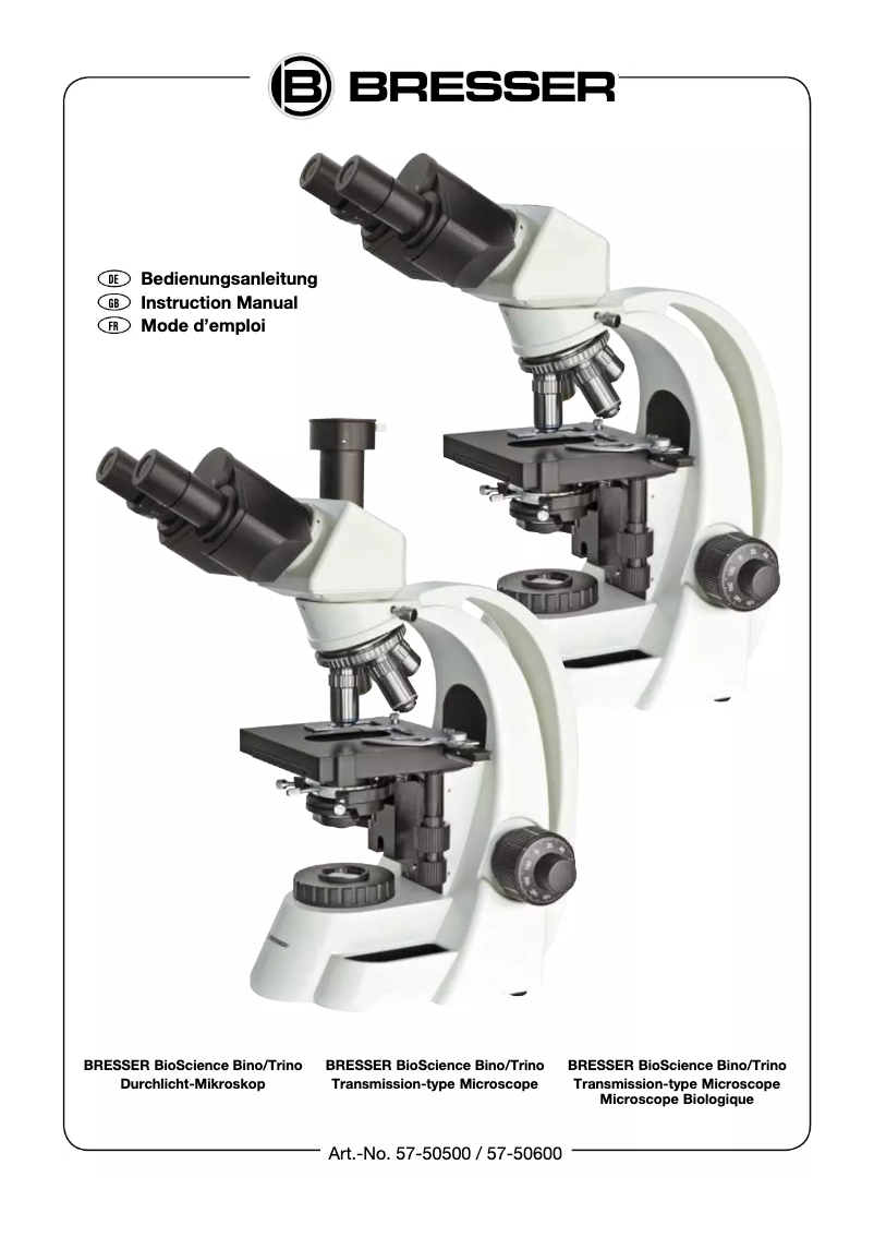 Page n°1 - Manuel utilisateur Bresser Bio Science Trino