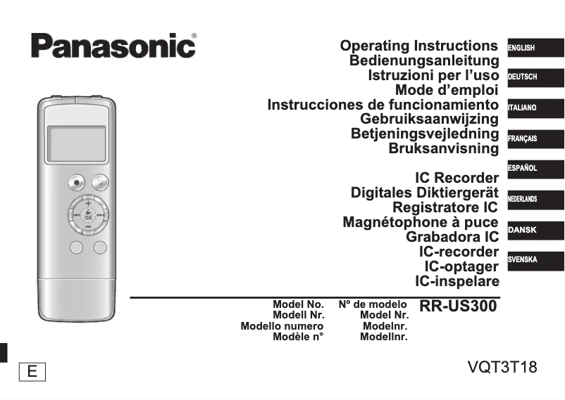 Página 1 del manual Manual de usuario Panasonic RR-US300E
