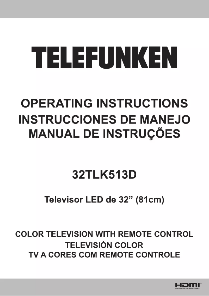 Page n°1 - Manuel utilisateur Telefunken 32TLK513D