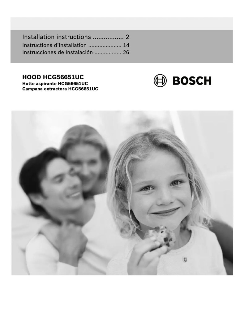 Page 1 de la notice Guide d'installation Bosch HCG56651UC