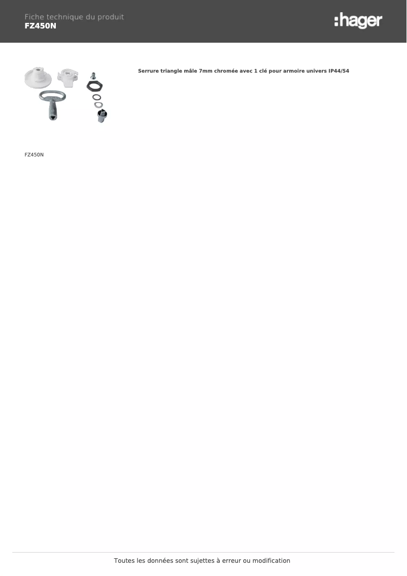 Page n°1 - Manuel utilisateur Hager FZ450N