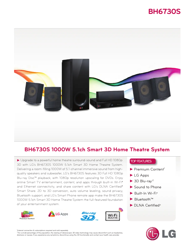 Page n°1 - Fiche technique LG BH6730S