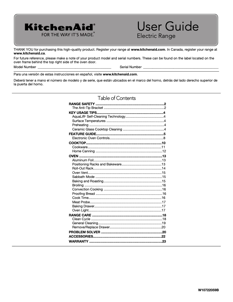 Page n°1 - Manuel d'utilisation et d'entretien KitchenAid KSEB900EWH