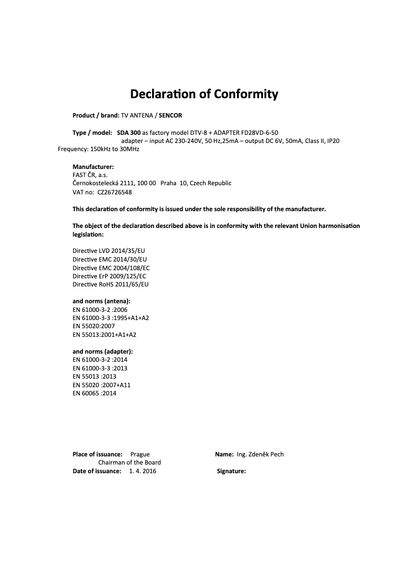 Page n°1 - Manuel utilisateur Sencor SDA 300