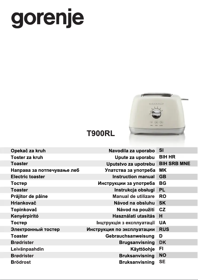 Page 1 de la notice Manuel utilisateur Gorenje T900RLBK