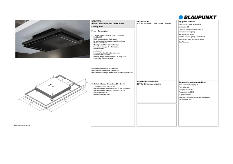 Page n°1 - Fiche technique Blaupunkt 5DD72556