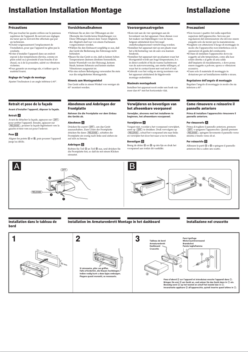 Page 1 de la notice Guide d'installation Sony CDX-C580RW