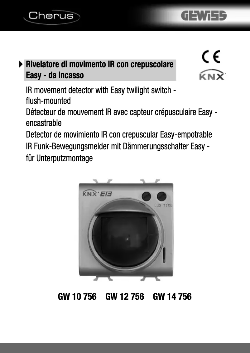 Page 1 de la notice Manuel utilisateur Gewiss GW12756