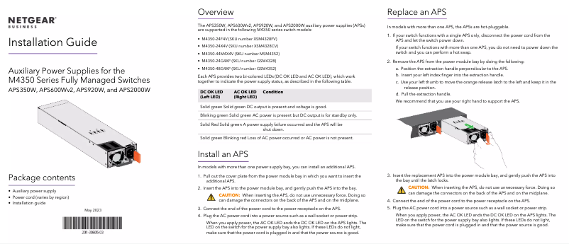 Image de la première page du manuel de l'appareil APS2000W