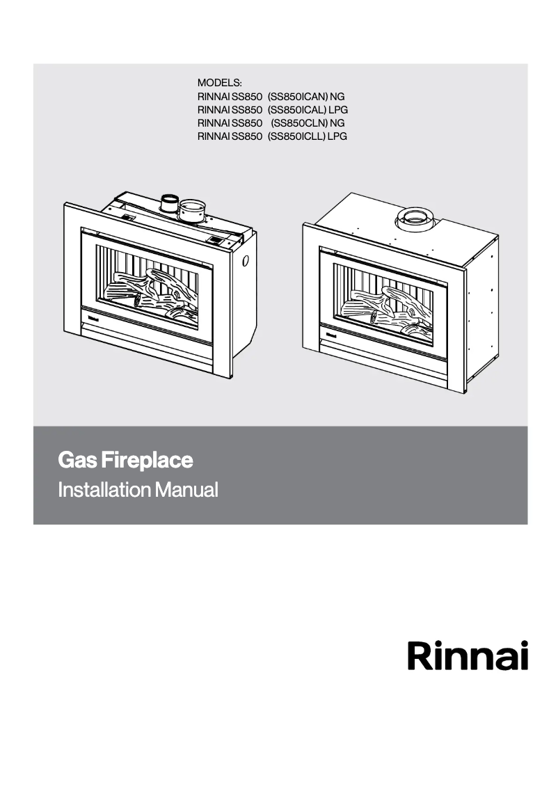 Page 1 de la notice Manuel utilisateur Rinnai SS850 Gas Fire Freestanding