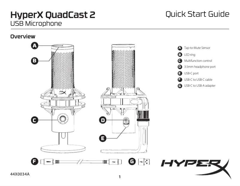 Page n°1 - Manuel utilisateur HyperX QuadCast 2