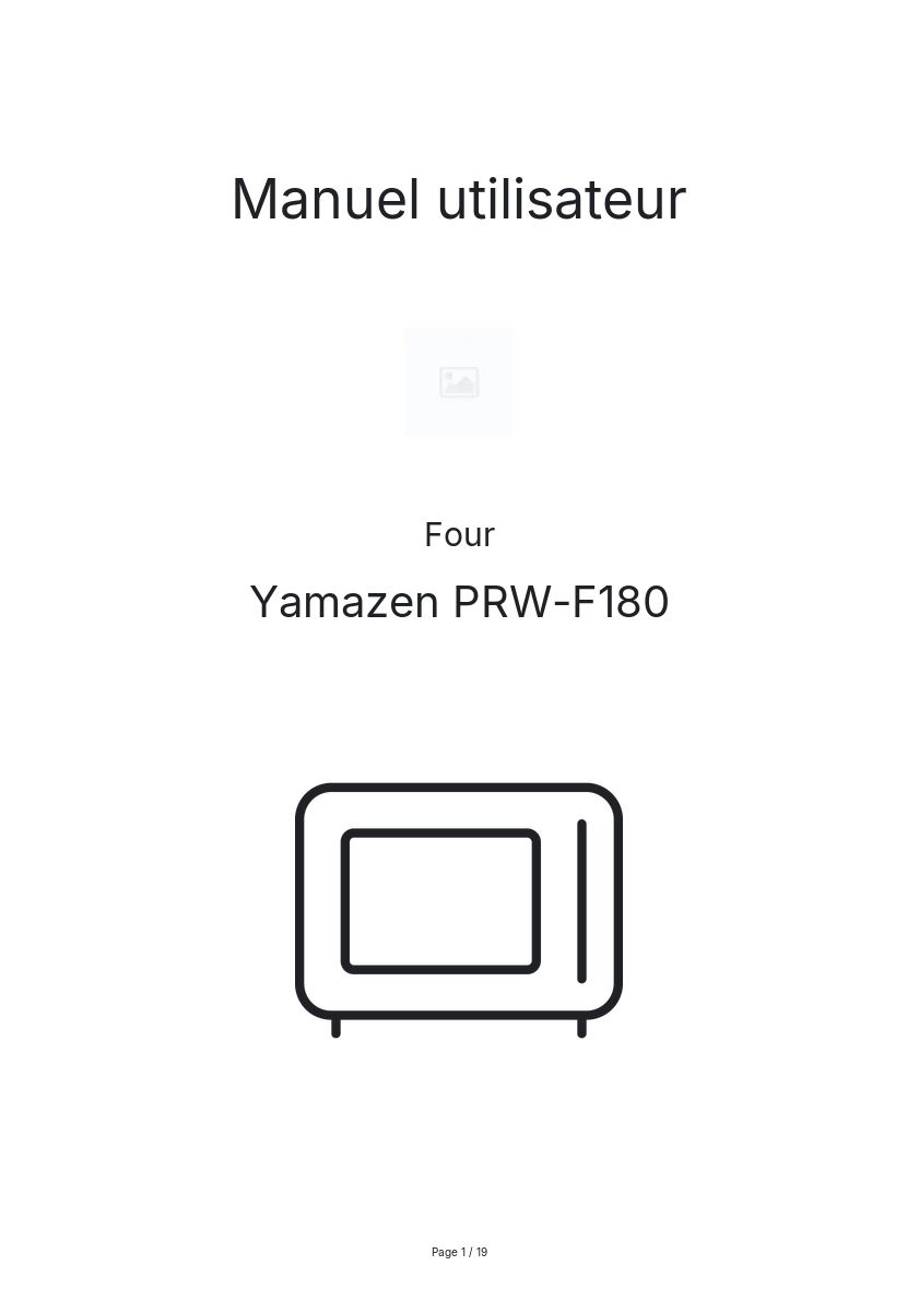 Page n°1 - Manuel utilisateur Yamazen PRW-F180