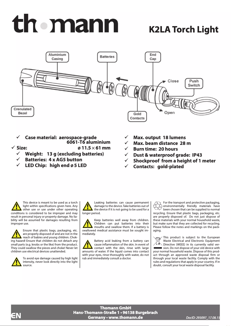Image de la première page du manuel de l'appareil K2LA