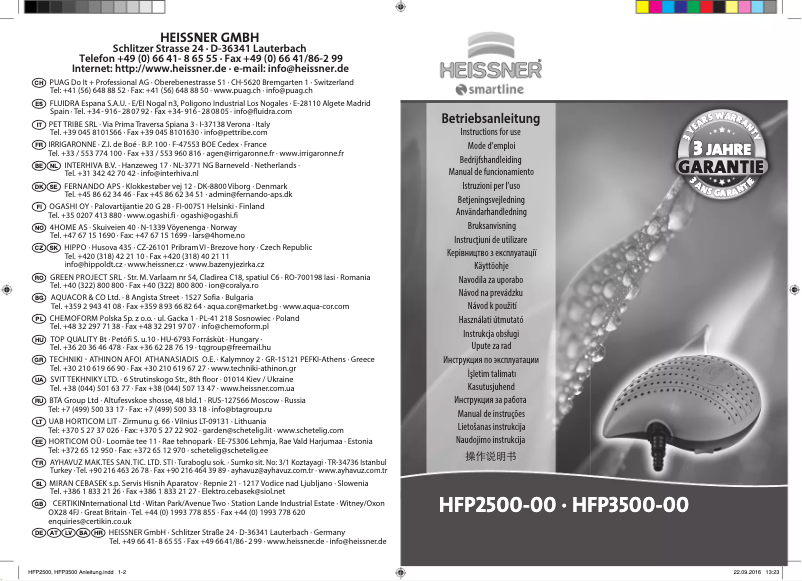 Page 1 de la notice Manuel utilisateur Heissner HFP3500-00