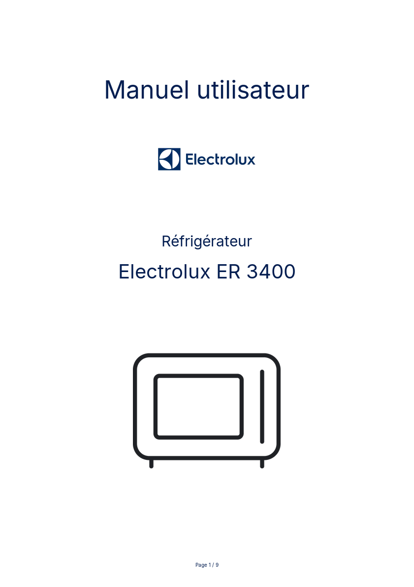 Page n°1 - Manuel utilisateur Electrolux ER 3400