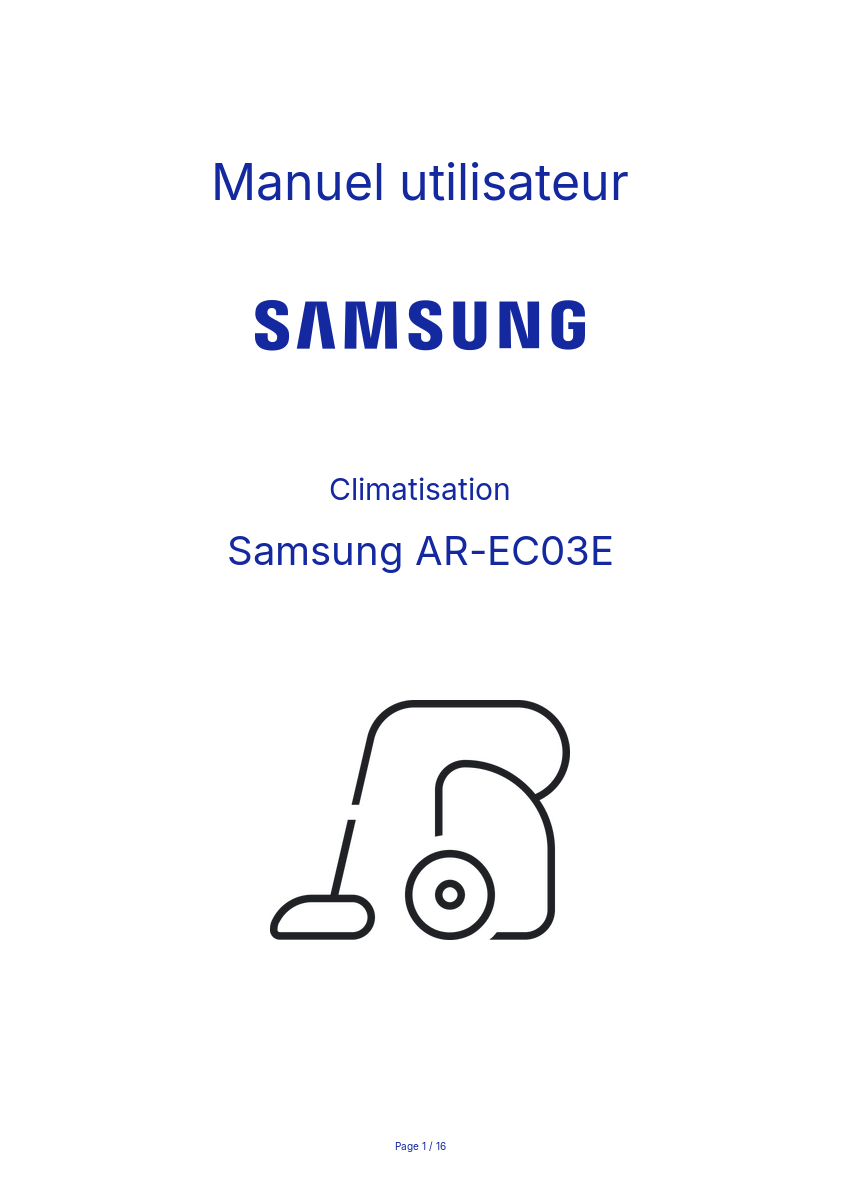Page n°1 - Manuel utilisateur Samsung AR-EC03E