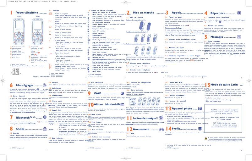 Page 1 de la notice Manuel utilisateur Alcatel One Touch 305