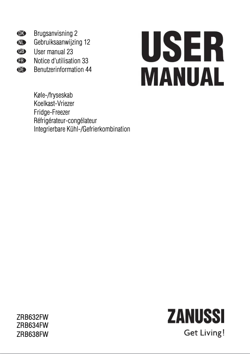 Page n°1 - Manuel utilisateur Zanussi ZRB 632 FW
