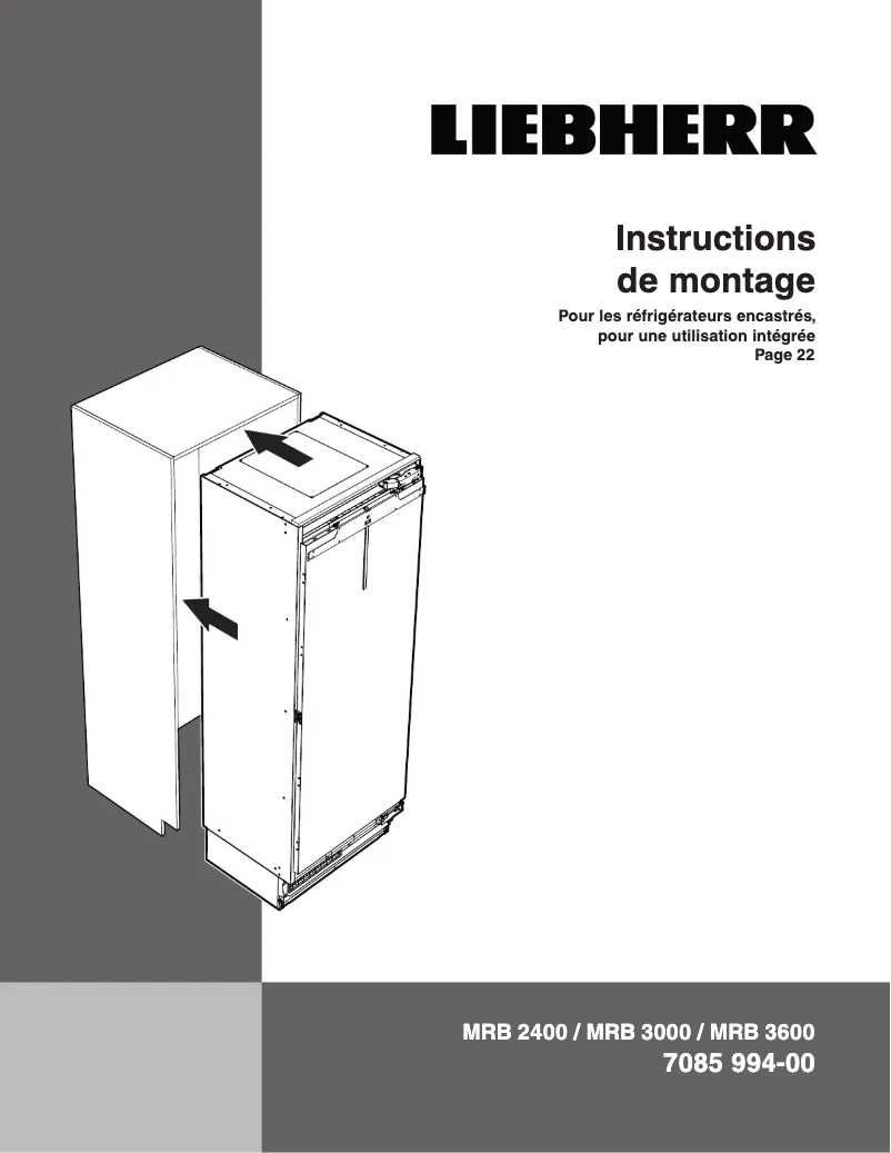 Page 1 de la notice Guide d'installation Liebherr Monolith MRB 3600
