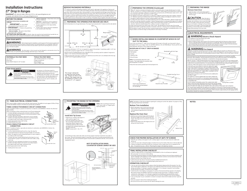 Page 1 de la notice Guide d'installation GE JM250DFCC