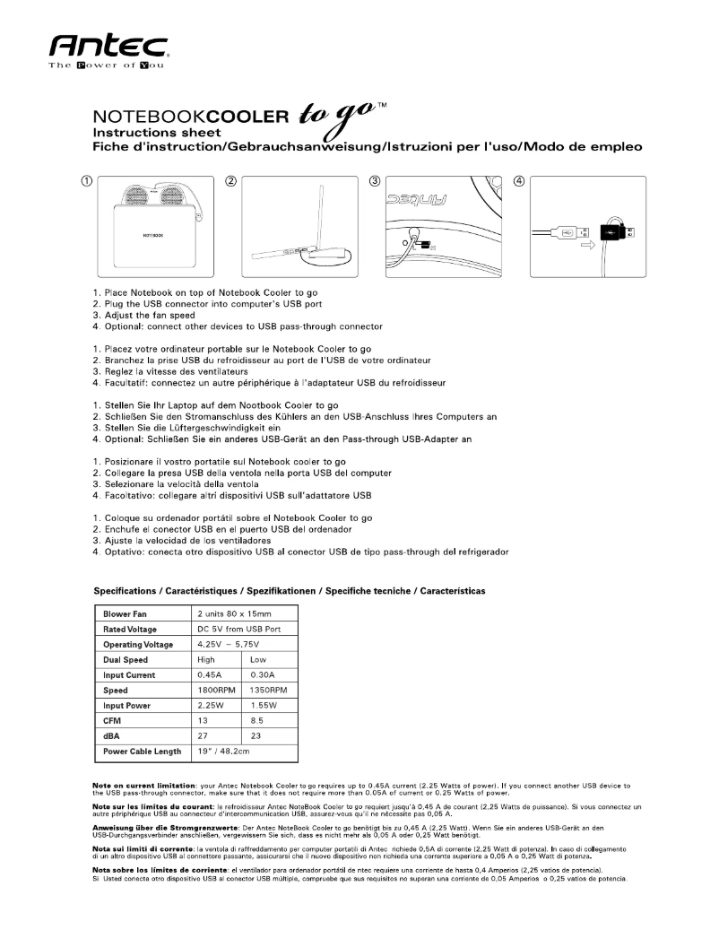 Image de la première page du manuel de l'appareil Notebook Cooler To Go