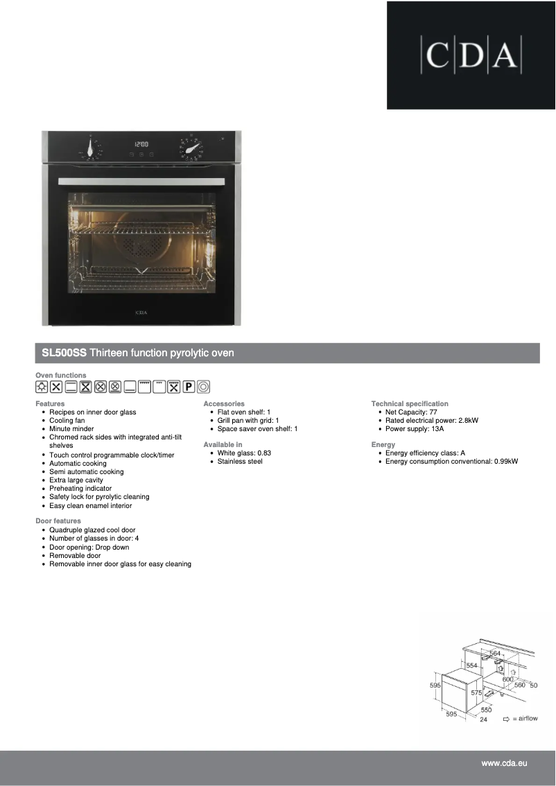 Page n°1 - Fiche technique CDA SL500SS