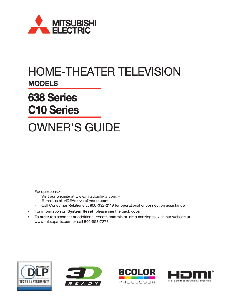 Page n°1 - Manuel utilisateur Mitsubishi WD-60638
