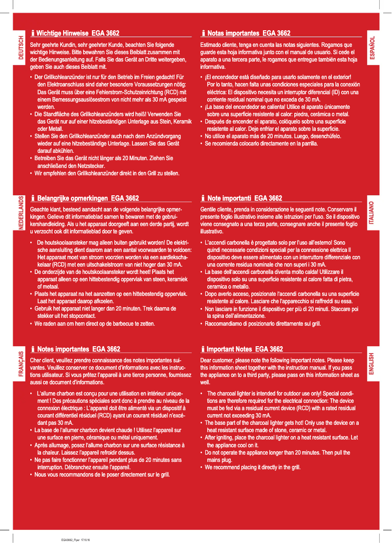 Image de la première page du manuel de l'appareil EGA 3662