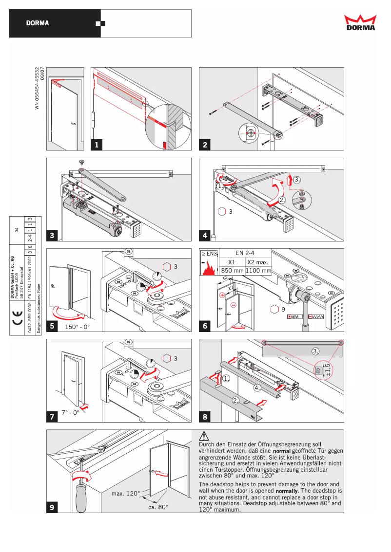 Page 1 de la notice Manuel utilisateur Dorma TS 97