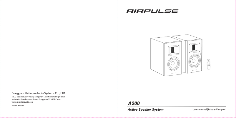 Page n°1 - Manuel utilisateur Airpulse A200